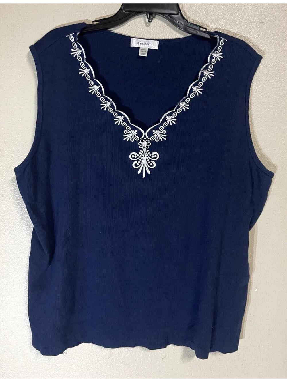 dressbarn 22/24 sleeveless Blue White Floral Plus 2x
